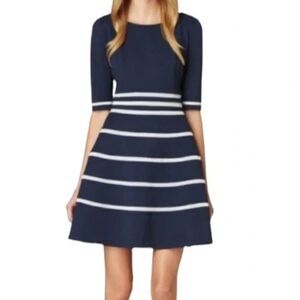 Erin By Erin Fetherston Bella Point Navy Striped Fit & Flare Dress size 2 / S